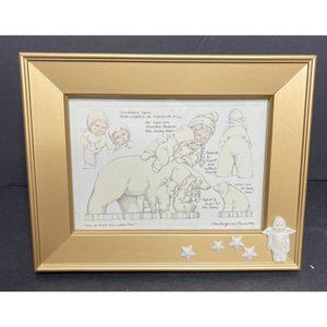 Vintage 1998 Snowbabies Dept 56 SNOWBABIES Friendship Club Picture Frame & Print